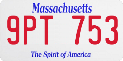 MA license plate 9PT753