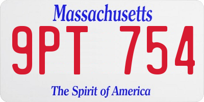 MA license plate 9PT754