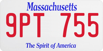 MA license plate 9PT755