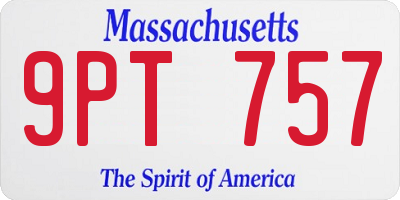 MA license plate 9PT757