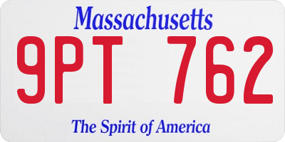 MA license plate 9PT762