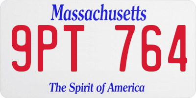 MA license plate 9PT764