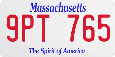 MA license plate 9PT765
