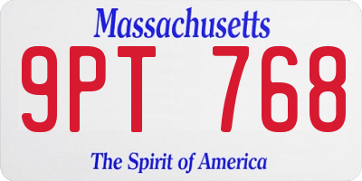 MA license plate 9PT768