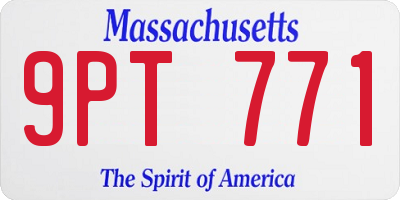 MA license plate 9PT771