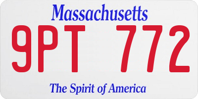 MA license plate 9PT772