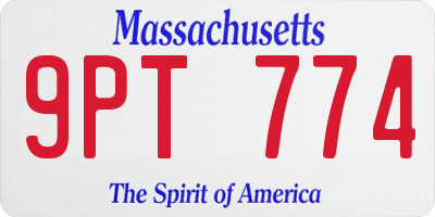 MA license plate 9PT774