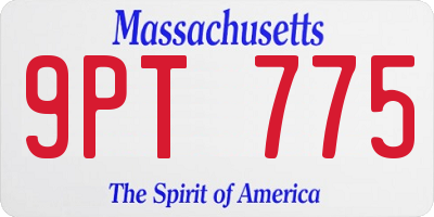 MA license plate 9PT775