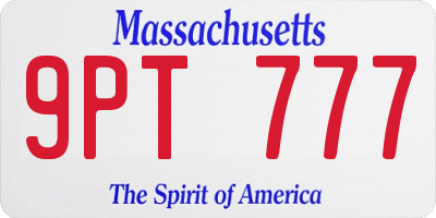 MA license plate 9PT777