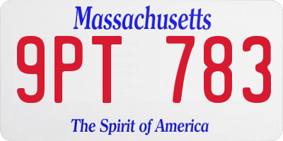 MA license plate 9PT783