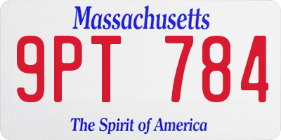 MA license plate 9PT784