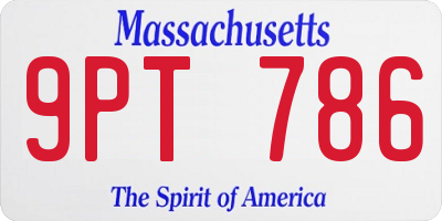 MA license plate 9PT786