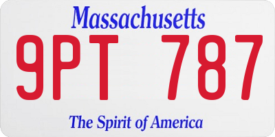 MA license plate 9PT787