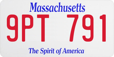MA license plate 9PT791