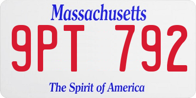 MA license plate 9PT792