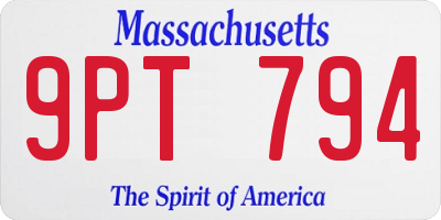 MA license plate 9PT794
