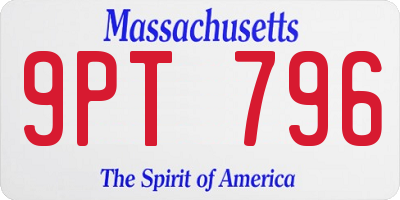 MA license plate 9PT796