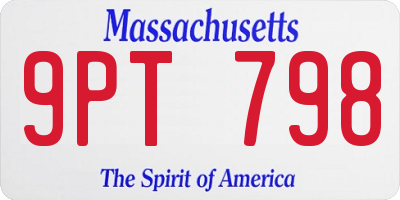 MA license plate 9PT798