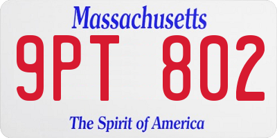 MA license plate 9PT802
