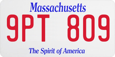 MA license plate 9PT809