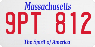 MA license plate 9PT812