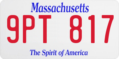 MA license plate 9PT817