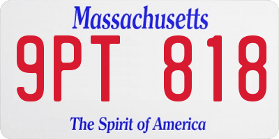 MA license plate 9PT818