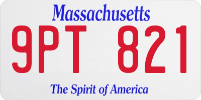 MA license plate 9PT821