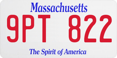 MA license plate 9PT822