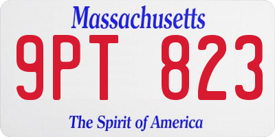 MA license plate 9PT823