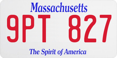 MA license plate 9PT827