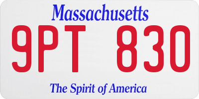 MA license plate 9PT830