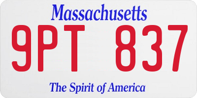 MA license plate 9PT837