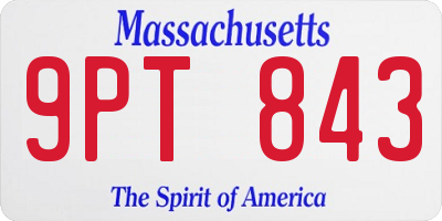MA license plate 9PT843