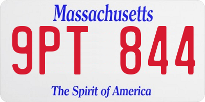 MA license plate 9PT844