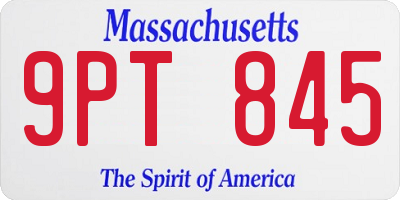 MA license plate 9PT845