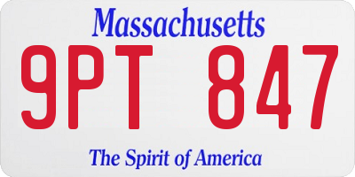 MA license plate 9PT847