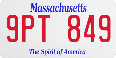 MA license plate 9PT849