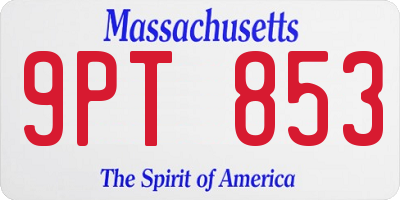 MA license plate 9PT853