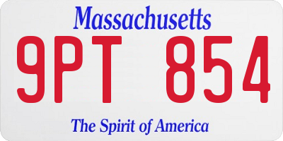 MA license plate 9PT854
