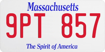 MA license plate 9PT857