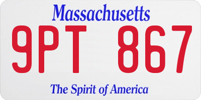 MA license plate 9PT867