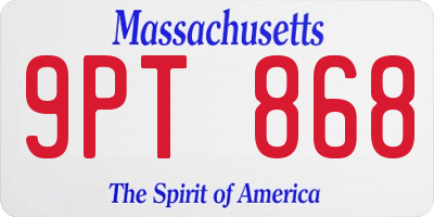 MA license plate 9PT868