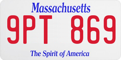 MA license plate 9PT869