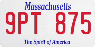 MA license plate 9PT875
