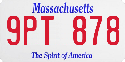 MA license plate 9PT878