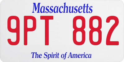 MA license plate 9PT882