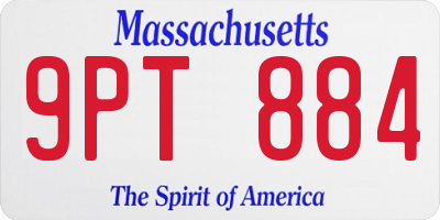 MA license plate 9PT884