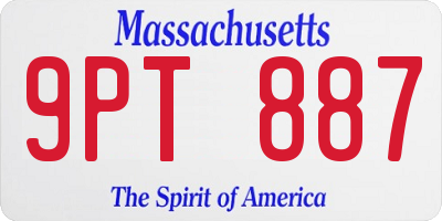 MA license plate 9PT887