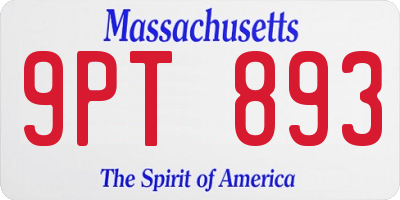 MA license plate 9PT893